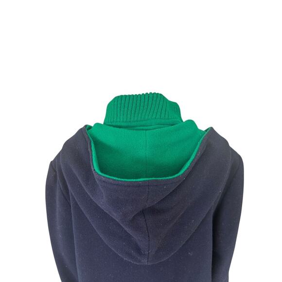 Vintage Authentic MacKintosh Vestcoat Navy Blue Green Button Wool Coat Hooded 14 - Picture 7 of 12